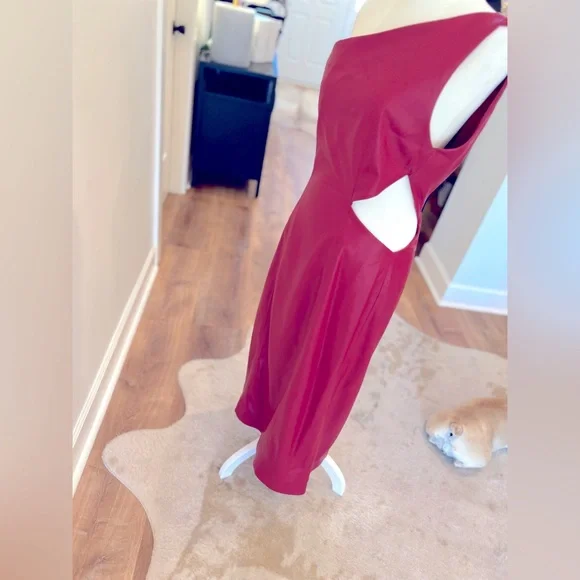 •House of Harlow 1960 •x REVOLVE •Bordeaux Faux Leather •Midi Dress Red •Size:S - Picture 6 of 9